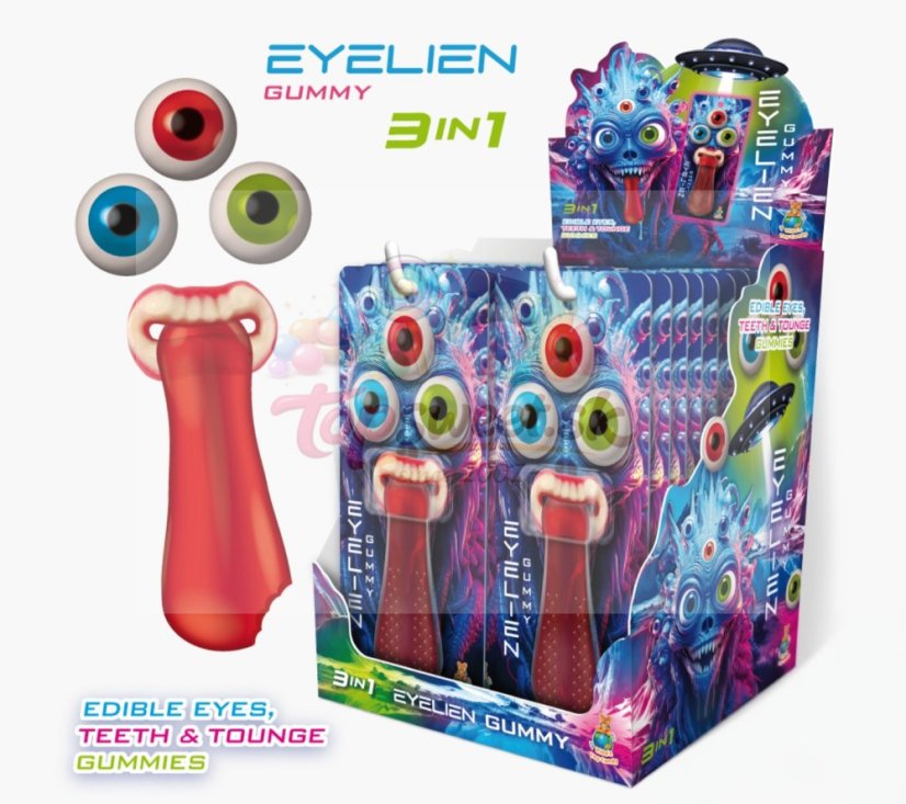 Eyelien Gummy – želé jazyk, zuby a 3x oči 28g/20