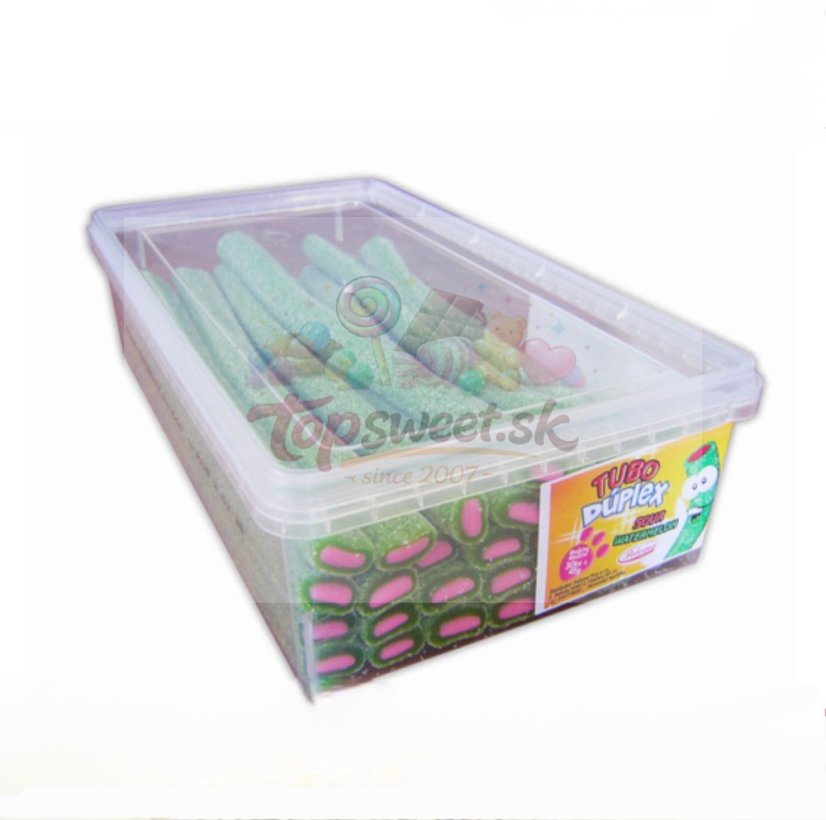 Tubo Duplex, kyslé želé pelendreky s melónovou príchuťou 45g (1ks=0,45 eur)/30