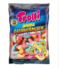 Trolli sour glow worms 200g/18