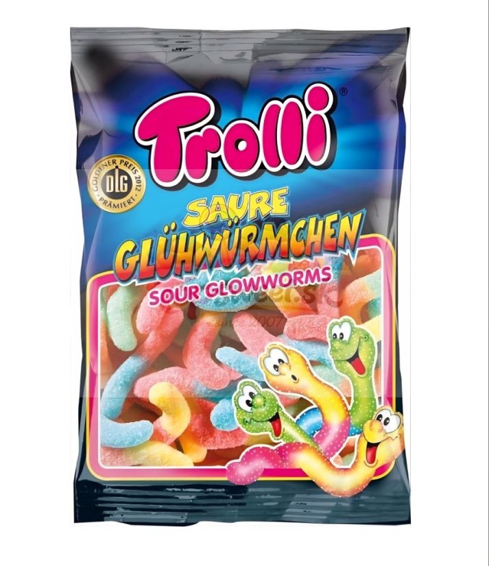 Trolli sour glow worms 200g/18